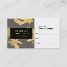 金ゴールドエレガントフローラルパターングレーアポイントメントカード 予約カード