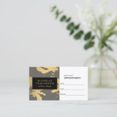 金ゴールドエレガントフローラルパターングレーアポイントメントカード 予約カード (スタンド正面)