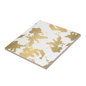 金ゴールドエレガントフローラル模様白色セラミックタイル タイル (側面)