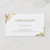 金ゴールドエレガントフローラレースの白い背景 名刺 (裏面)