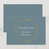 金ゴールドエレガントフローラローレルガーランド サンキューカード (正面/裏面)