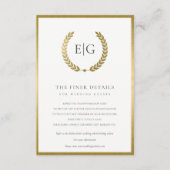 金ゴールドエレガントフローラローレルリース結婚詳細 エンクロージャーカード (正面)