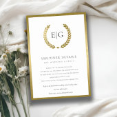 金ゴールドエレガントフローラローレルリース結婚詳細 エンクロージャーカード