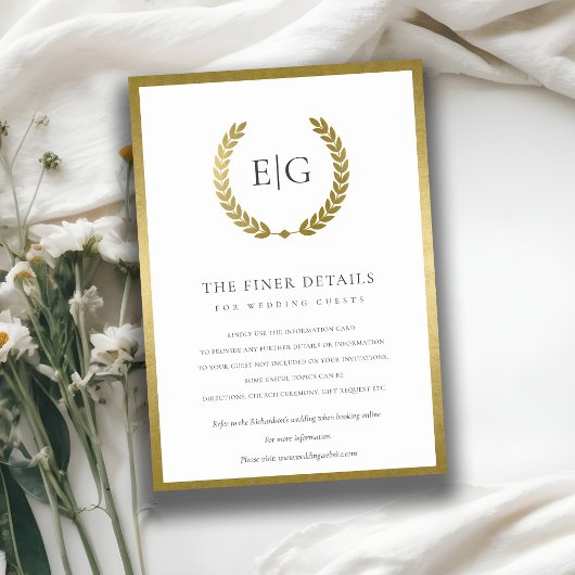 金ゴールドエレガントフローラローレルリース結婚詳細 エンクロージャーカード