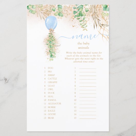 金ゴールドエレガントフローラ名ベビー動物ベビーシャワー (正面)