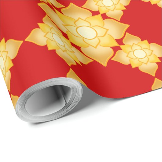 金ゴールドエレガントフローラ幾何学的シームレスパターン ラッピングペーパー (ロールコーナー)