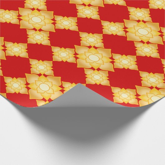 金ゴールドエレガントフローラ幾何学的シームレスパターン ラッピングペーパー (角)