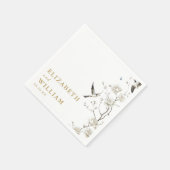 金ゴールドエレガントフローラ庭園の結婚式 スタンダードカクテルナプキン (角)