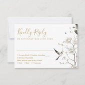 金ゴールドエレガントフローラ庭園の結婚式 出欠カード (正面)