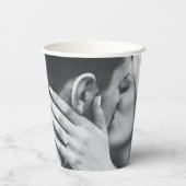 金ゴールドエレガントフローラ新郎写真結婚の 紙コップ (裏面)