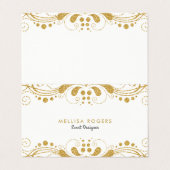 金ゴールドエレガントフローラ旋回レース 名刺 (外部フラット)