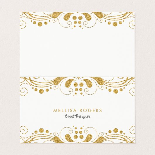 金ゴールドエレガントフローラ旋回レース 名刺 (外部フラット)