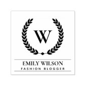 金ゴールドエレガントフローラ月桂樹リースイニシャルモノグラム セルフインキングスタンプ (デザイン)