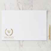 金ゴールドエレガントフローラ月桂樹リースイニシャルモノグラム ペーパーパッド (インサイチュ)