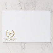 金ゴールドエレガントフローラ月桂樹リースイニシャルモノグラム ペーパーパッド (正面)