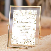 金ゴールドエレガントフローラ白モダンキンセアニェラパーティー 招待状