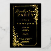 金ゴールドエレガントフローラ2025年卒業クラス 箔招待状 (正面)