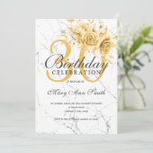 金ゴールドエレガントフローラ30th誕生日パーティー大理石 招待状 (スタンド正面)