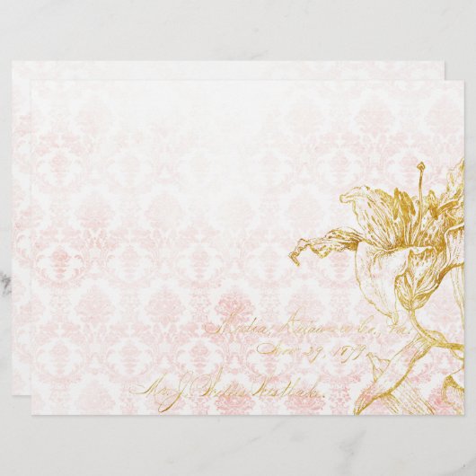 金ゴールドエレガントフローラ&ダマスクブックエフェメラ (正面/裏面)