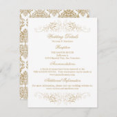 金ゴールドエレガントフローリッシュダマスウェディング詳細 招待状 (正面/裏面)