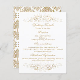 金ゴールドエレガントフローリッシュダマスウェディング詳細 招待状