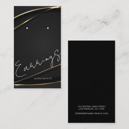 金ゴールドエレガントブティックイヤリングディスプレイカード 名刺 (正面/裏面)