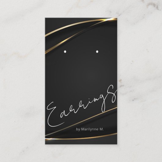 金ゴールドエレガントブティックイヤリングディスプレイカード 名刺 (正面)