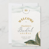 金ゴールドエレガントブライダルシャワーウェルカムテーブルトップカード 招待状 (裏面)