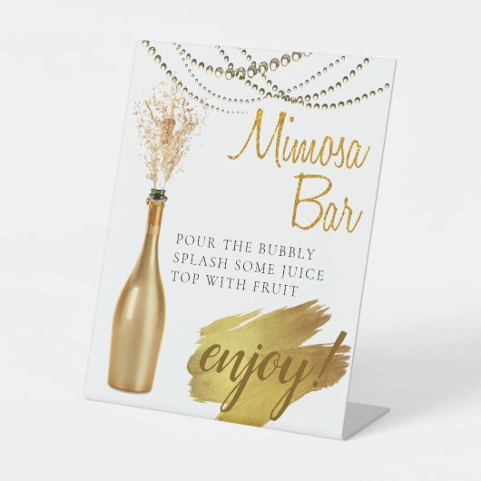 金ゴールドエレガントブライダルブルンチミモサバー 台座サイン (正面)