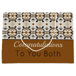 金ゴールドエレガントブラウンとブラック ラージペーパーバッグ