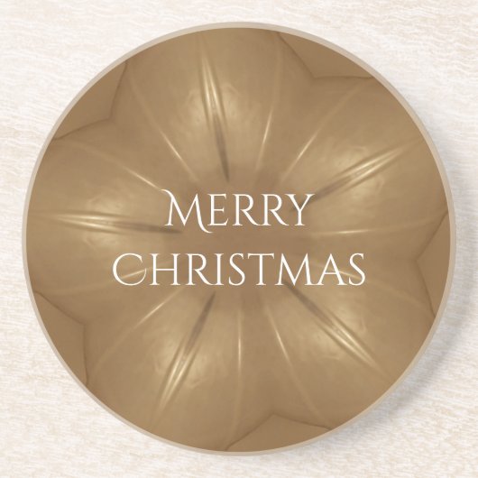 金ゴールドエレガントブラウンクリスマス万華鏡のように千変万化するパターンスター コースター (正面)