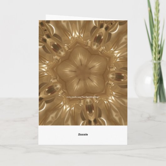 金ゴールドエレガントブラウンクリスマス万華鏡のように千変万化するパターンスター シーズンカード (裏面)