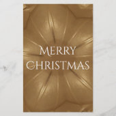金ゴールドエレガントブラウンクリスマス万華鏡のように千変万化するパターンスター 便箋 (正面)