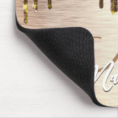 金ゴールドエレガントブラウンドリップスグリッターモノグラム マウスパッド (コーナー)