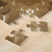 金ゴールドエレガントブラウン万華鏡のように千変万化するパターンスターデザイン ジグソーパズル (側面)