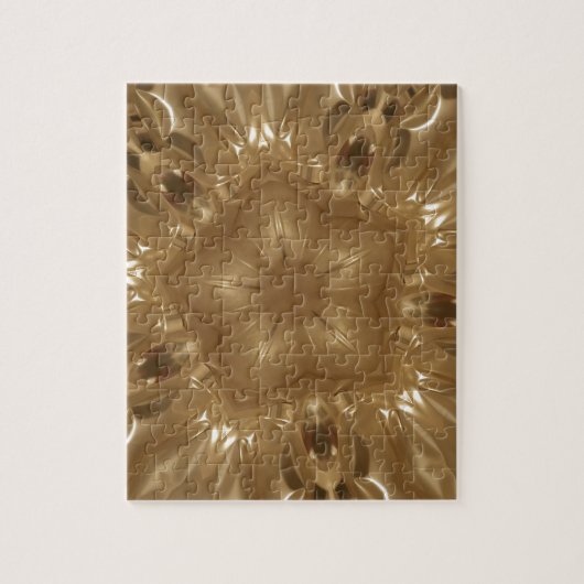 金ゴールドエレガントブラウン万華鏡のように千変万化するパターンスターデザイン ジグソーパズル (縦)