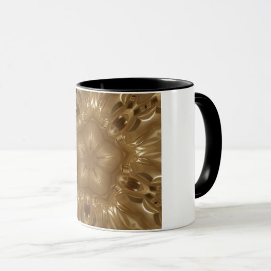 金ゴールドエレガントブラウン万華鏡のように千変万化するパターンスターデザイン マグカップ (正面右)