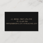 金ゴールドエレガントブラシのストローク、バーガンディの花 名刺 (裏面)