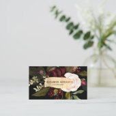 金ゴールドエレガントブラシのストローク、バーガンディの花 名刺 (スタンド正面)