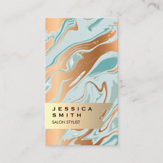 金ゴールドエレガントブラシ仕上げ液化大理石 名刺 (正面)