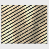 金ゴールドエレガントブラックのクリスマススノーフレークパターン ラッピングペーパー (フラット)