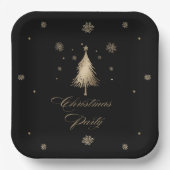 金ゴールドエレガントブラックのクリスマスパーティー ペーパープレート (正面)