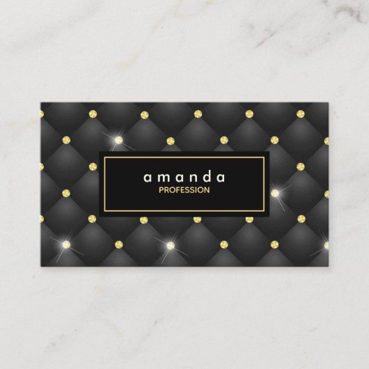 金ゴールドエレガントブラックのスパークリーグリッターモノグラム 名刺 (正面)