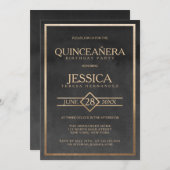 金ゴールドエレガントブラックウォーター色フレームキンセアニラ 招待状 (正面/裏面)