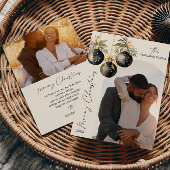 金ゴールドエレガントブラックオーナメント2枚フォトクリスマス シーズンカード