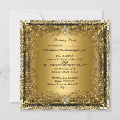 金ゴールドエレガントブラッククリームバースデーパーティー宝石 招待状 (裏面)