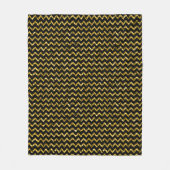 金ゴールドエレガントブラックグリッターシェブロンストライプシック フリースブランケット (正面)