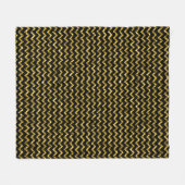 金ゴールドエレガントブラックグリッターシェブロンストライプシック フリースブランケット (正面(横))