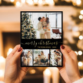 金ゴールドエレガントブラックコラージクリスマスフォイルカード 箔シーズンポストカード