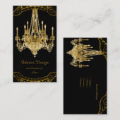 金ゴールドエレガントブラックシャンデリア内装デザイン 名刺 (正面/裏面)